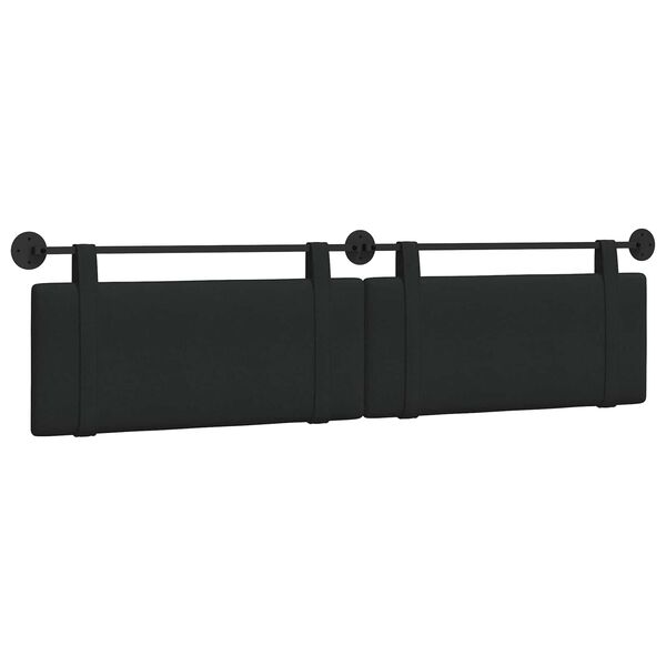 vidaXL T&ecirc;te de lit suspendue Montage mural Noir 210 x 55 x 5 cm tissu