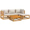 vidaXL Salon de jardin 5 pcs avec coussins gris clair bois massif