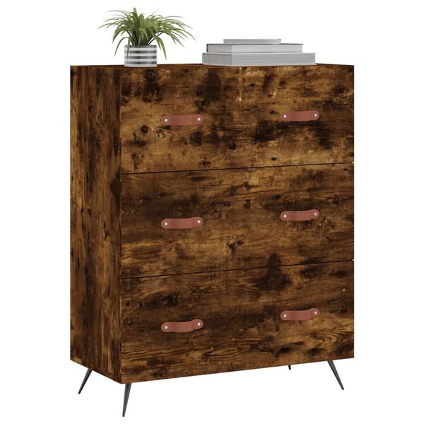 vidaXL Commode ch&ecirc;ne fum&eacute; 69,5 x 34 x 90 cm bois d'ing&eacute;nierie