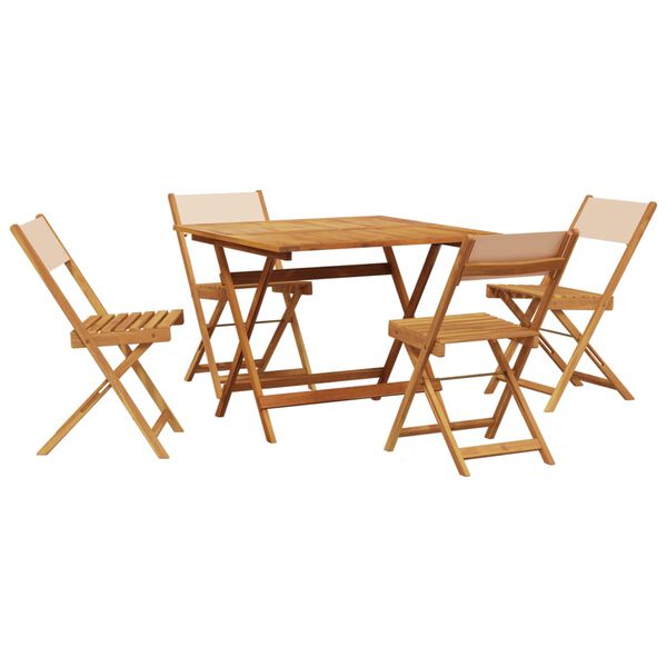vidaXL Ensemble &agrave; manger de jardin 5 pcs beige tissu et bois massif