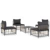 vidaXL Salon de jardin 5 pcs avec coussins anthracite résine tressée