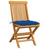 vidaXL Chaises de jardin et coussins bleu lot de 2 Bois de teck massif
