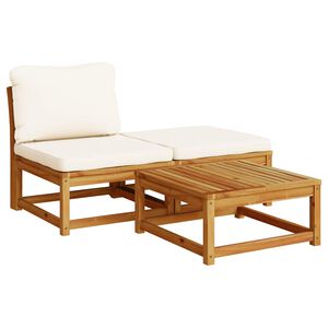 vidaXL Salon de jardin 3 pcs avec coussins bois massif d'acacia