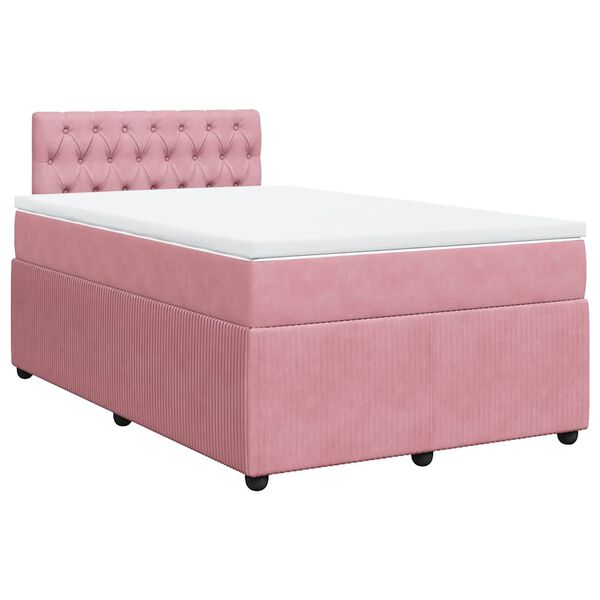 vidaXL Sommier &agrave; lattes de lit avec matelas Rose 120x200 cm Velours