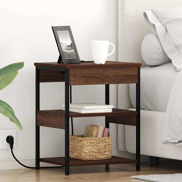 vidaXL Cabinet de chevet Ch&ecirc;ne brun 41 x 31 x 51 cm Bois d'ing&eacute;nierie