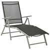 vidaXL Chaise longue pliable Textil&egrave;ne et aluminium noir et argent&eacute;