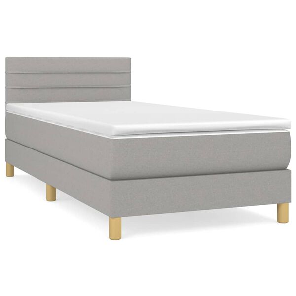 vidaXL Sommier &agrave; lattes de lit avec matelas Gris clair 80x200 cm Tissu