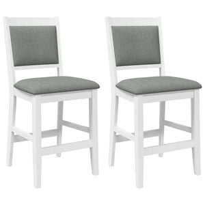 vidaXL Tabourets de bar avec coussins (lot de 2) en bois massif blanc et caoutchouc