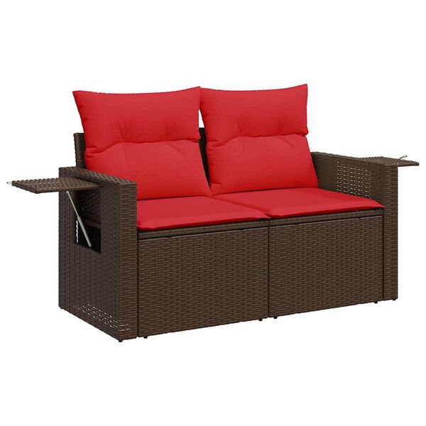 vidaXL Salon de jardin avec coussins 7 pcs marron résine tressée acacia