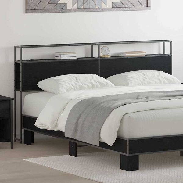 vidaXL T&ecirc;te de lit de rangement Ch&ecirc;ne noir 180 cm Bois d'ing&eacute;nierie