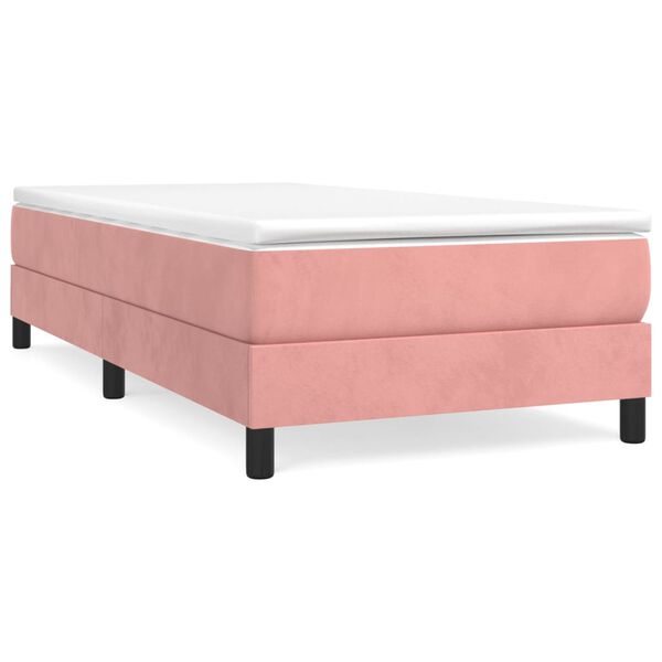 vidaXL Sommier &agrave; lattes de lit avec matelas Rose 90x200 cm Velours