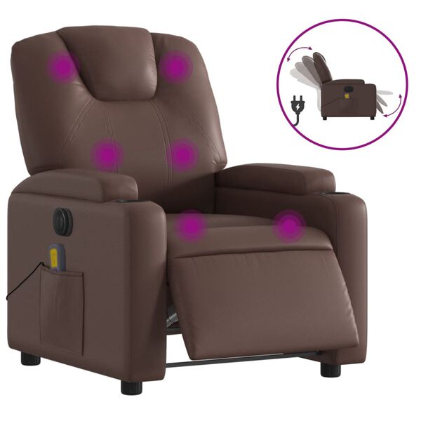 vidaXL Fauteuil de massage inclinable &eacute;lectrique marron similicuir