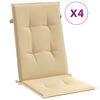 vidaXL Coussins de chaise &agrave; dossier haut lot de 4 beige m&eacute;lang&eacute; tissu
