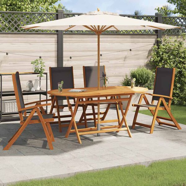 vidaXL Chaises de jardin pliantes lot de 4 acacia massif et textil&egrave;ne
