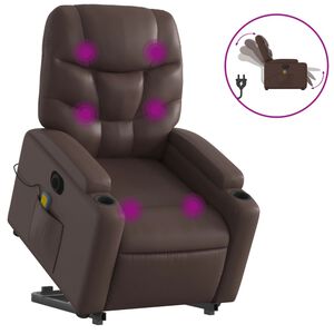 vidaXL Fauteuil inclinable de massage &eacute;lectrique marron similicuir