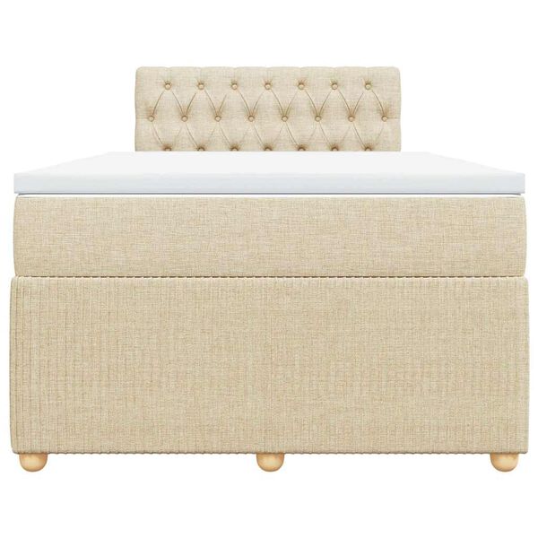 vidaXL Sommier &agrave; lattes de lit avec matelas cr&egrave;me 120x190 cm tissu