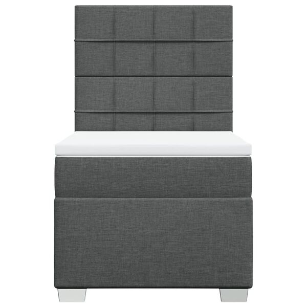 vidaXL Sommier &agrave; lattes de lit avec matelas Gris fonc&eacute; 100x200cm Tissu