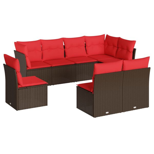 vidaXL Salon de jardin 8 pcs avec coussins marron r&eacute;sine tress&eacute;e