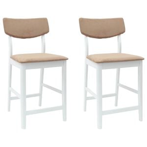 vidaXL Chaises de salle &agrave; manger 2 pc Bois de Caoutchouc Massif Blanc