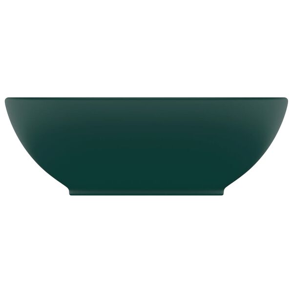 vidaXL Lavabo ovale de luxe Vert foncé mat 40x33 cm Céramique