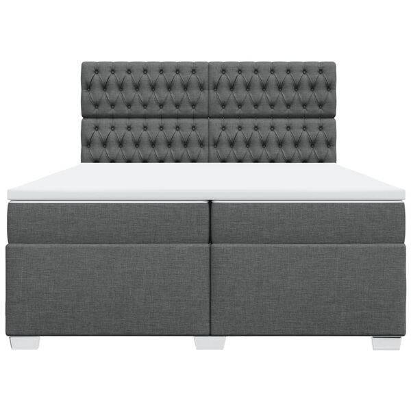 vidaXL Sommier &agrave; lattes de lit avec matelas Gris fonc&eacute; 200x200cm Tissu