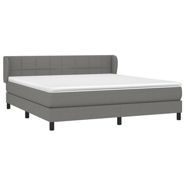 vidaXL Sommier &agrave; lattes de lit avec matelas Gris fonc&eacute; 180x200cm Tissu