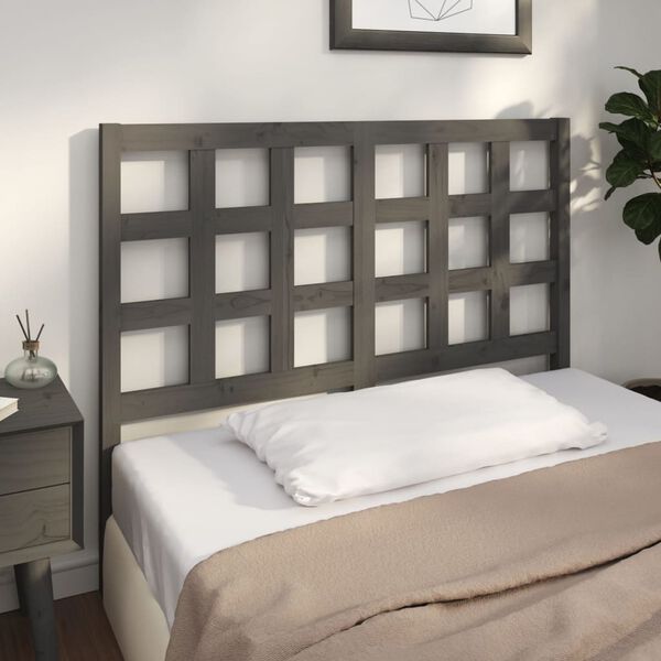 vidaXL T&ecirc;te de lit Gris 125,5x4x100 cm Bois massif de pin