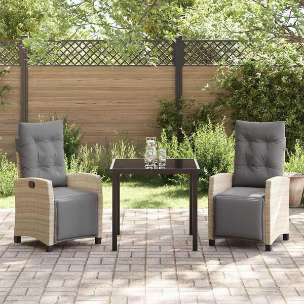 vidaXL Ensemble de salle &agrave; manger pour jardin 3 pcs Beige polyrotin