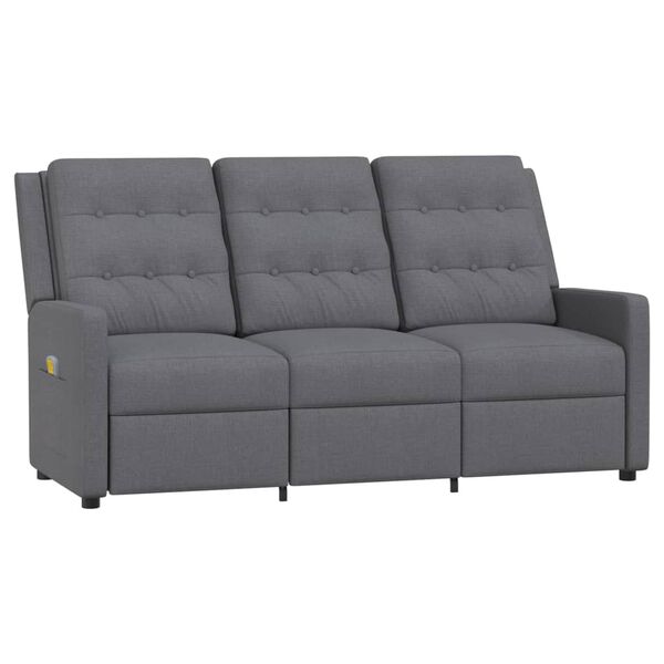 vidaXL Fauteuil de massage inclinable à 3 places gris clair tissu