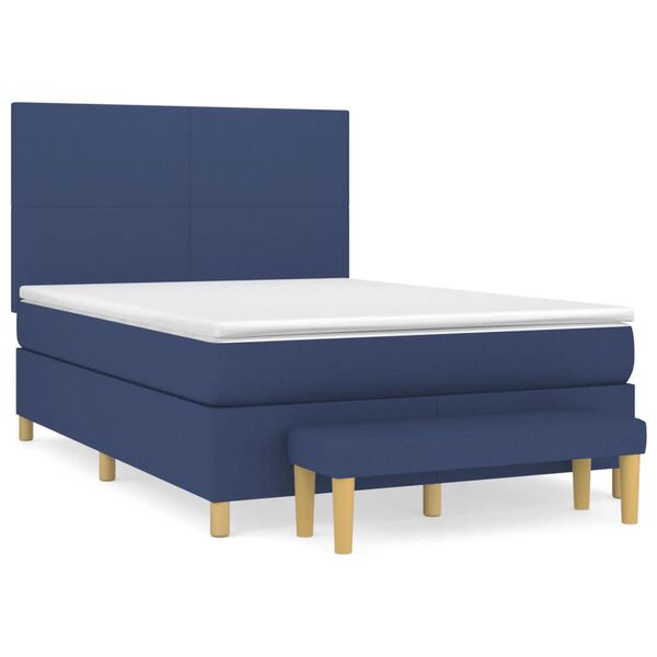 vidaXL Sommier &agrave; lattes de lit avec matelas Bleu 140x200 cm Tissu