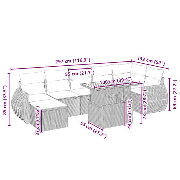 vidaXL Salon de jardin avec coussins 8 pcs beige r&eacute;sine tress&eacute;e