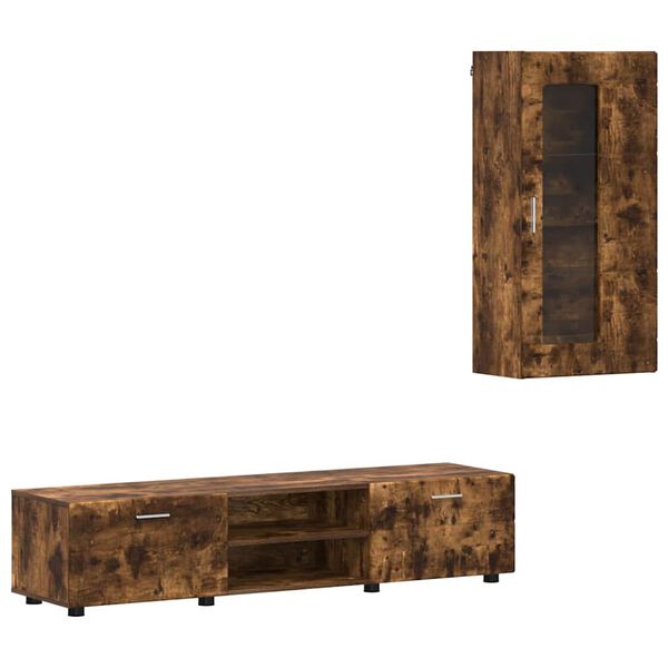 vidaXL Ensemble meuble TV FLORIN Ch&ecirc;ne fum&eacute; Bois d'ing&eacute;nierie