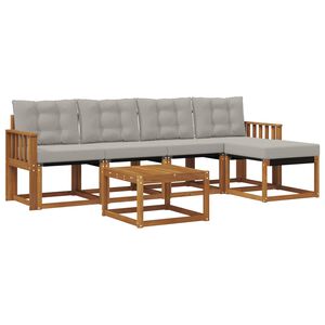 vidaXL Ensemble de canap&eacute;s d'ext&eacute;rieur 6 pc Naturel et gris clair