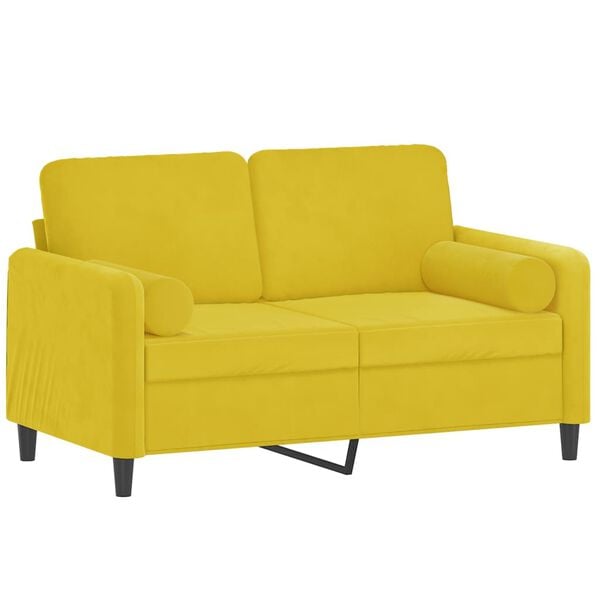 vidaXL Canap&eacute; 2 places avec oreillers d&eacute;coratifs jaune 120 cm velours