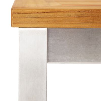 vidaXL Table de bar 60x60x105 cm Bois de teck solide et inox