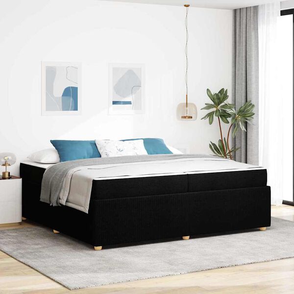 vidaXL Cadre de lit avec matelas Noir 200 x 200 cm tissu