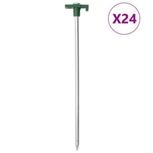 vidaXL Piquets de tente 24 pcs 25 cm 7 mm acier galvanis&eacute; et PP