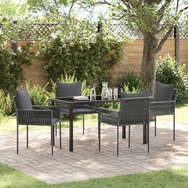 vidaXL Ensemble de salle &agrave; manger pour jardin 5 pcs Noir et gris
