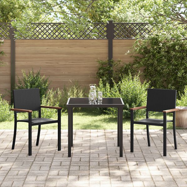 vidaXL Ensemble de salle à manger pour jardin 3 pcs Noir