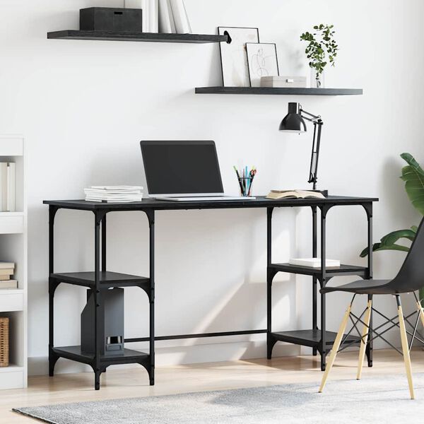 vidaXL Bureau Ch&ecirc;ne noir 140 x 50 x 75 cm Bois d'ing&eacute;nierie