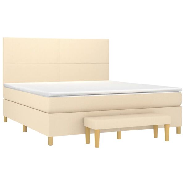 vidaXL Sommier &agrave; lattes de lit avec matelas Cr&egrave;me 160x200 cm Tissu