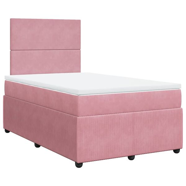 vidaXL Sommier &agrave; lattes de lit avec matelas rose 120x190 cm velours
