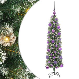 vidaXL Arbre de No&euml;l artificiel slim Vert et blanc 120 cm