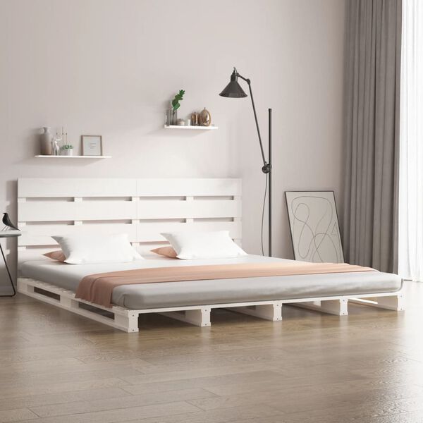 vidaXL Cadre de lit sans matelas blanc 180x200 cm bois massif de pin
