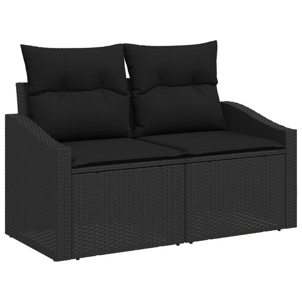 vidaXL Ensemble de Canapés avec coussin 8 pcs Noir polyrotin