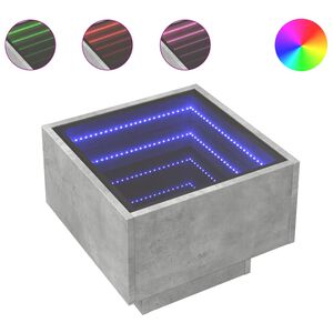 vidaXL Table de chevet avec LED infini gris b&eacute;ton 40x40x30 cm