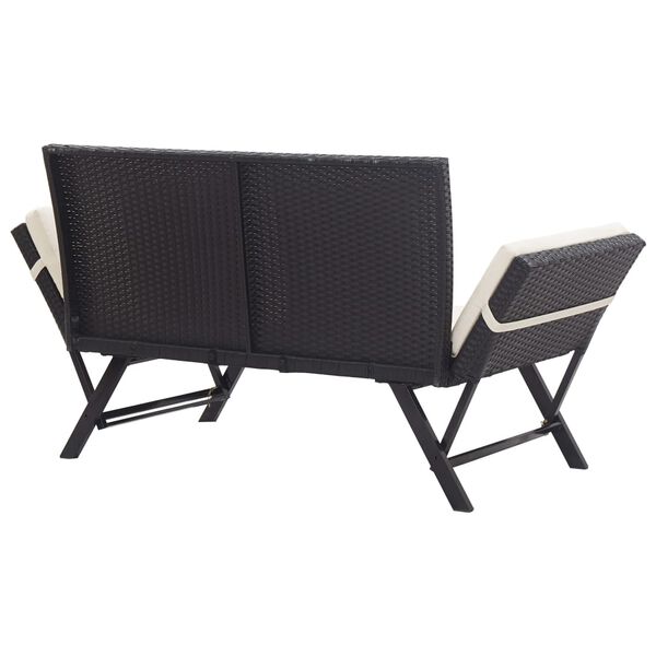 vidaXL Banc de jardin avec coussins 176 cm Noir Résine tressée