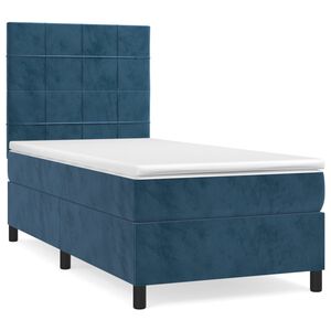 vidaXL Sommier &agrave; lattes de lit avec matelas Bleu fonc&eacute; 90x200 cm