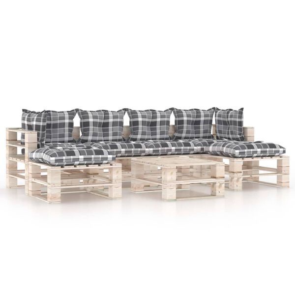 vidaXL Salon de jardin palette 7 pcs avec coussins bois de pin