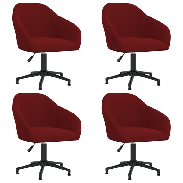 vidaXL Chaises &agrave; manger pivotantes lot de 4 rouge bordeaux velours